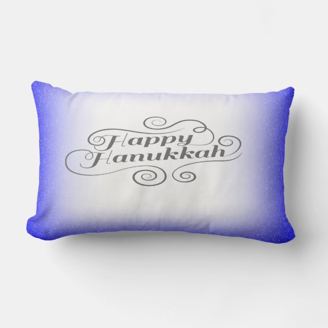 Happy Hanukkah 2-Tönige Blue White Background Lendenkissen (Vorderseite)