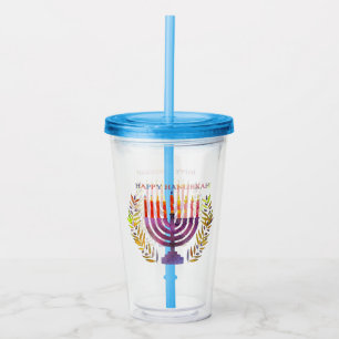 Happy Hanukkah Acrylic Tumbler Acryltrinkbecher