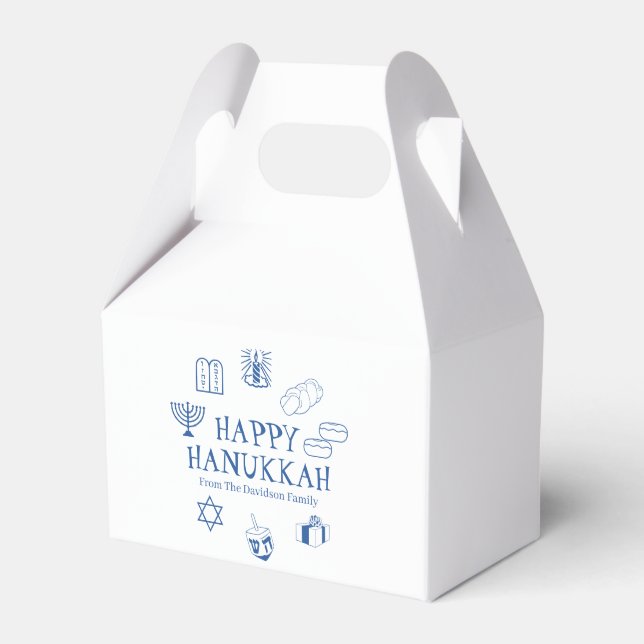 Happy Hanukkah Blau, der Name der Familie Geschenkschachtel (Vorderseite)