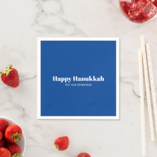 Happy Hanukkah Blau einfache minimalistisch person Serviette