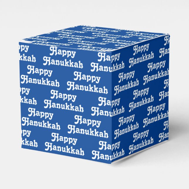 Happy Hanukkah Blau niedliche Typografie Muster Geschenkschachtel (Vorderseite)