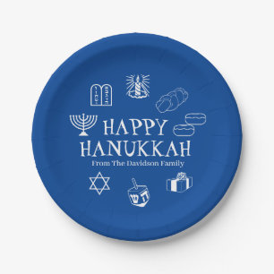 Happy Hanukkah Blau & Weiß benutzerdefinierte Fam Pappteller