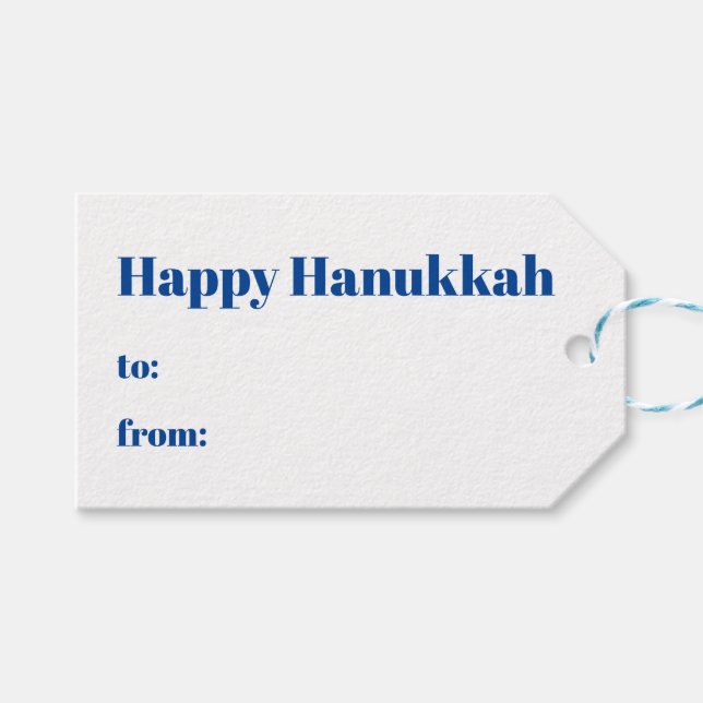Happy Hanukkah blau weiß bis vom modernen Geschenkanhänger (Vorderseite (Horizontal))
