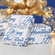 Happy Hanukkah blau-weiße jüdische elegante Schrif