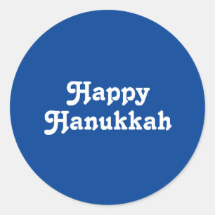 "Happy Hanukkah", blauer weißer Feiertag Runder Aufkleber