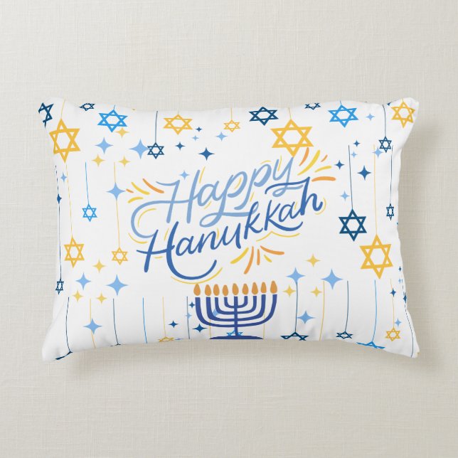 Happy Hanukkah Blue And Gold Dekokissen (Vorderseite)
