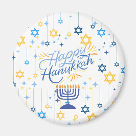 Happy Hanukkah Blue And Gold Magnet