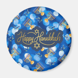 Happy Hanukkah Blue And White Magnet