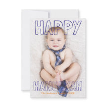 Happy Hanukkah Blue Block - 3x5 Hanukkah Card