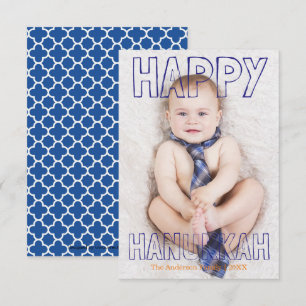 Happy Hanukkah Blue Block - 3x5 Hanukkah Card Einladung