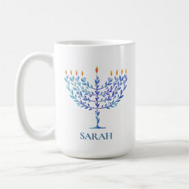 Happy Hanukkah Blue Menorah Festival of Lights Kaffeetasse