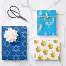Happy Hanukkah Blue Star Menorah Dreidel