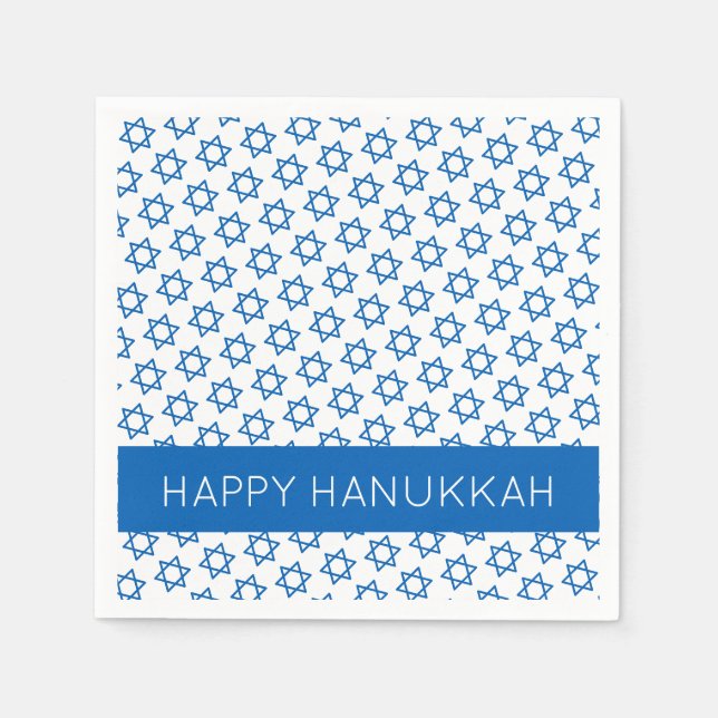 Happy Hanukkah Blue Star von David Holiday Faith Serviette (Vorderseite)
