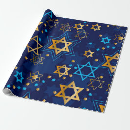 Happy Hanukkah Blue Star von David Menorah Geschenkpapier
