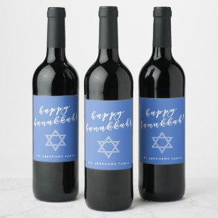 Happy Hanukkah - Blue Zickzack Star von David Weinetikett