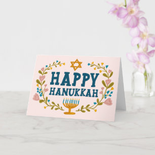 HAPPY HANUKKAH Blumenkranz Jüdisch individuell anp Karte