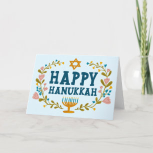 HAPPY HANUKKAH Blumenkranz Jüdisch individuell anp Karte