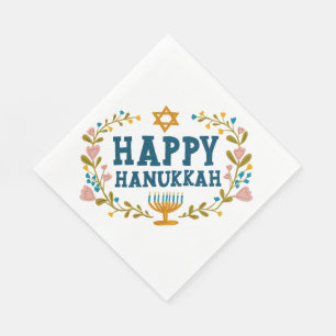 HAPPY HANUKKAH Blumenkranz Jüdischer Urlaub Serviette