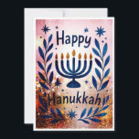 Happy Hanukkah Botanical Menorah Watercolor Holida Feiertagskarte<br><div class="desc">Happy Hanukkah Botanical Menorah Watercolor Holiday Card Sweet drawing to wish someone happy hanukkah! Click "edit using design tool" to add your own text. Also available as postcard, flat card or digital download to send instantly via email or text message. Check my shop for more or let me know if...</div>