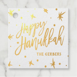 Happy Hanukkah Brush Script Individuelle Name Geschenkanhänger