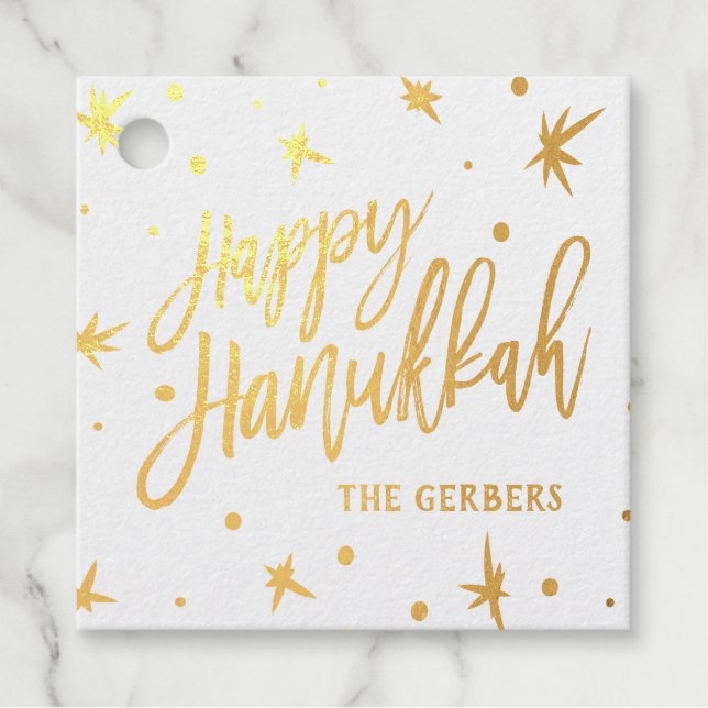 Happy Hanukkah Brush Script Individuelle Name Geschenkanhänger (Vorderseite)