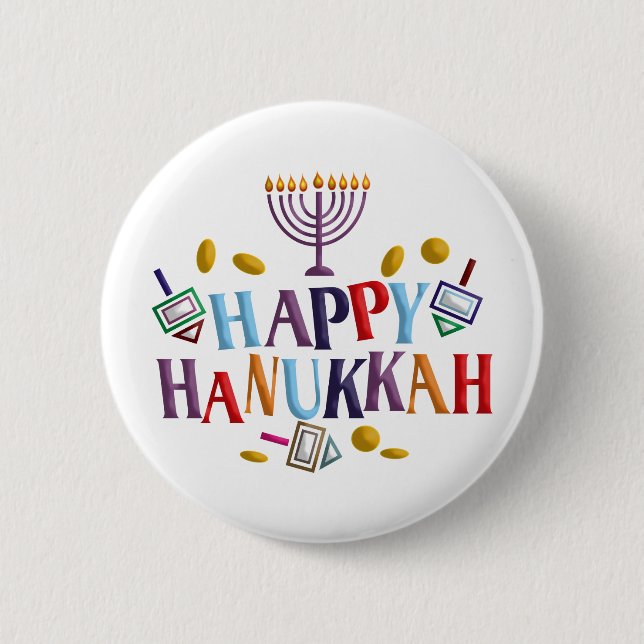 Happy Hanukkah Button (Vorderseite)
