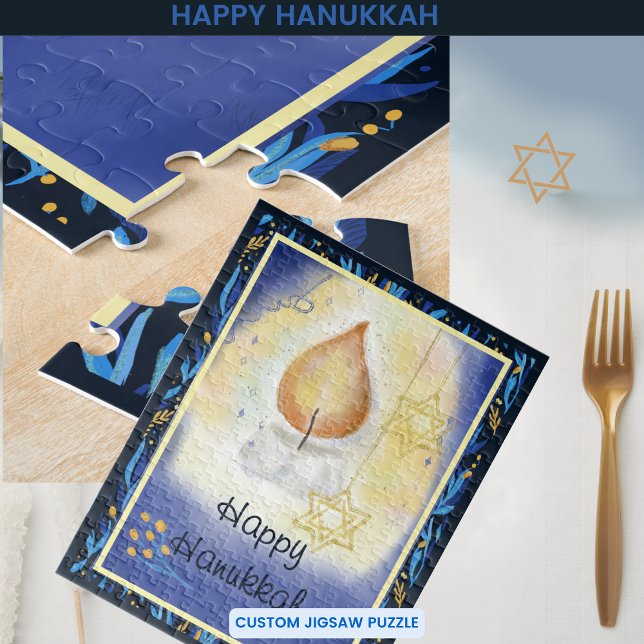 Happy Hanukkah Candle Light (Happy Hanukkah Candle Light Jigsaw Puzzle)