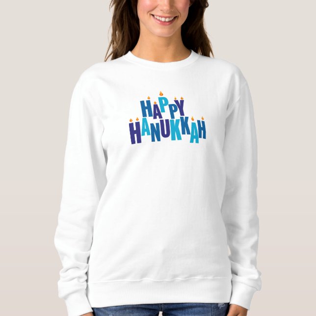 Happy Hanukkah Candles Holiday Sweatshirt (Vorderseite)