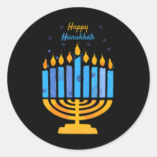 Happy Hanukkah Candles Menorah jüdisch Hanukkah Runder Aufkleber