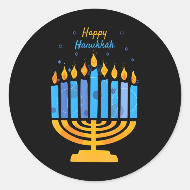 Happy Hanukkah Candles Menorah jüdisch Hanukkah Runder Aufkleber (Vorderseite)