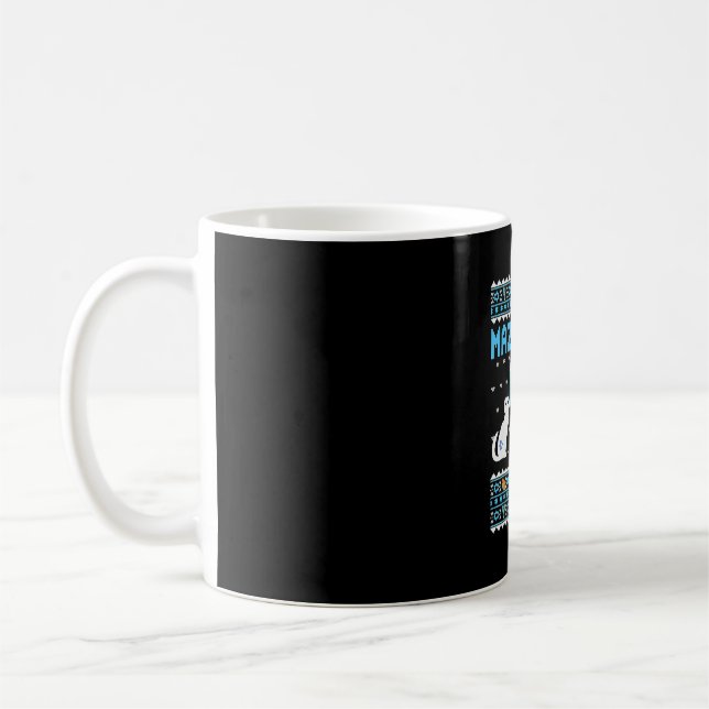 Happy Hanukkah Cat Chanukah jüdischer Ugly Sweater Kaffeetasse (Links)