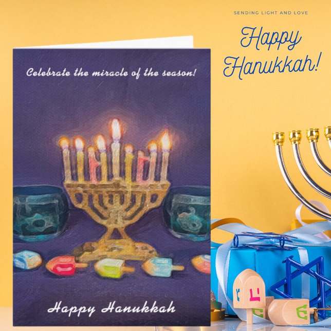 Happy Hanukkah Celebrate Miracle Card Feiertagskarte (Von Creator hochgeladen)