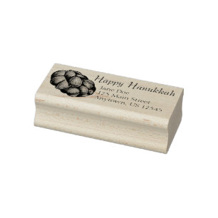 Happy Hanukkah Chanukah Challah Broad Loaf Adresse Gummistempel
