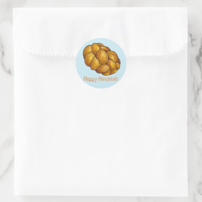 Happy Hanukkah Chanukah Challah Brot Holiday Runder Aufkleber (Tasche)