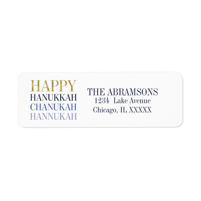Happy Hanukkah Chanukah Holiday Address Labels (Vorne)