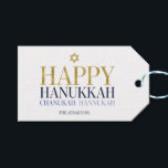 Happy Hanukkah Chanukah Holiday Gift Tags Geschenkanhänger<br><div class="desc">Imitate simulierte Goldfolien-Design ist in diesem Design integriert. Personalisieren Sie den benutzerdefinierten Text oben. Weitere Koordinationsgegenstände finden Sie in unserer Sammlung "Happy Hanukka Chanukah".</div>