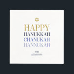 Happy Hanukkah Chanukah Holiday Paper Napkins Serviette<br><div class="desc">Imitate simulierte Goldfolien-Design ist in diesem Design integriert. Personalisieren Sie den benutzerdefinierten Text oben. Weitere Koordinationsgegenstände finden Sie in unserer Sammlung "Happy Hanukka Chanukah".</div>