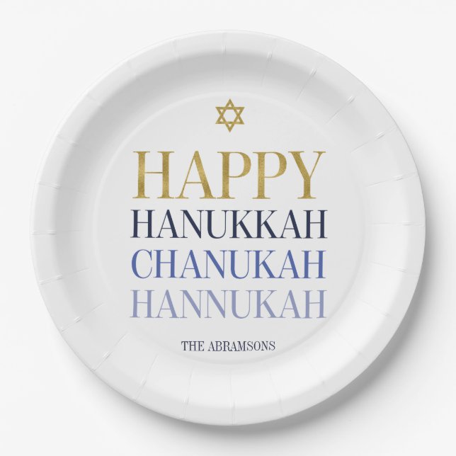 Happy Hanukkah Chanukah Holiday Paper Plate Pappteller (Vorderseite)