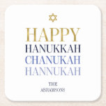 Happy Hanukkah Chanukah Holiday Paper Untersetzer<br><div class="desc">Imitate simulierte Goldfolien-Design ist in diesem Design integriert. Personalisieren Sie den benutzerdefinierten Text oben. Weitere Koordinationsgegenstände finden Sie in unserer Sammlung "Happy Hanukka Chanukah".</div>