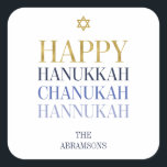 Happy Hanukkah Chanukah Holiday Sticker<br><div class="desc">Imitate simulierte Goldfolien-Design ist in diesem Design integriert. Personalisieren Sie den benutzerdefinierten Text oben. Weitere Koordinationsgegenstände finden Sie in unserer Sammlung "Happy Hanukka Chanukah".</div>