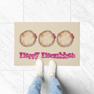 Happy Hanukkah Chanukah Jelly Donut Doughnut Food Fußmatte