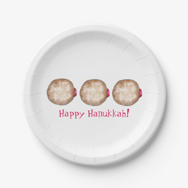 Happy Hanukkah Chanukah Jelly Donut Doughnut Pappteller (Vorderseite)