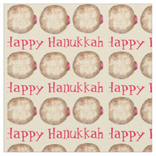 Happy Hanukkah Chanukah Jelly Donut Sufganiyah Stoff