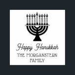 Happy Hanukkah Chanukah Lit Menorah Familienname Permastempel<br><div class="desc">Lit Hanukkah Chanukah Menorah Name Rücksendeadresse =========</div>