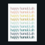 Happy Hanukkah Colorful Elegant Typografy Budget Feiertagspostkarte<br><div class="desc">Feiern Sie das Festival der Lichter mit dieser wunderschön gestalteten Hanukkah Postkarte. Mit dem Gruß "Happy Hanukkah" in einem modernen Gefälle von sanften Pastelltönen, ist diese Karte perfekt, um Freunden, Familie oder Lieben herzliche Urlaubswünsche zu vermitteln. Mit seinem minimalistischen Stil und den sanften Farben erweckt diese Postkarte die Freude und...</div>
