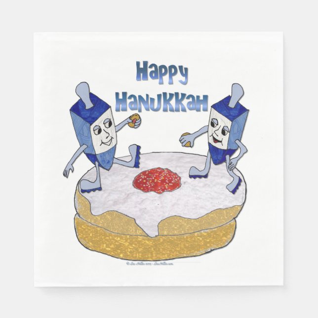 Happy Hanukkah Dancing Dreidels Doughnut Napkins Serviette (Vorderseite)