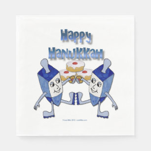 Happy Hanukkah Dancing Dreidels Doughnut Napkins Serviette