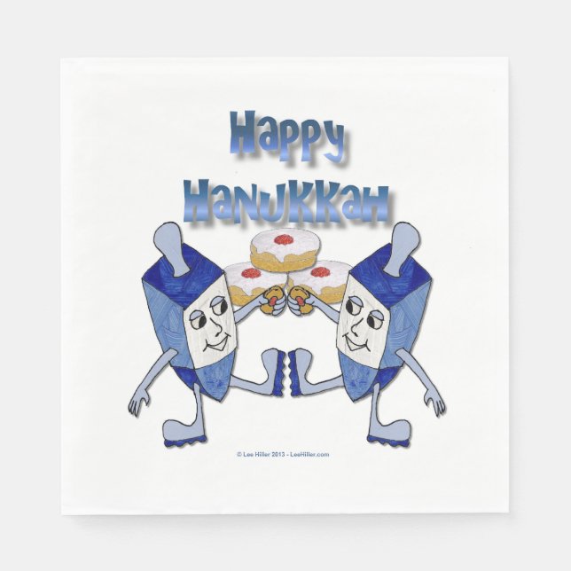 Happy Hanukkah Dancing Dreidels Doughnut Napkins Serviette (Vorderseite)