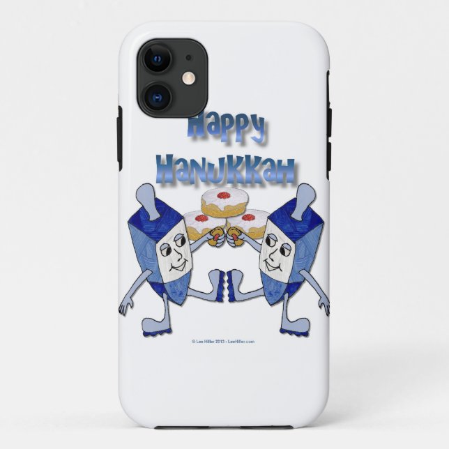 Happy Hanukkah Dancing Dreidels Jelly Doughnut Case-Mate iPhone Hülle (Rückseite)