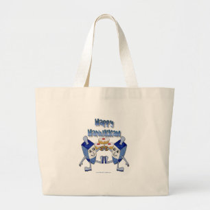 Happy Hanukkah Dancing Dreidels Jelly Doughnut Jumbo Stoffbeutel